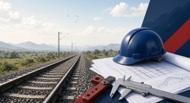 railways track , helmet of junior engineer