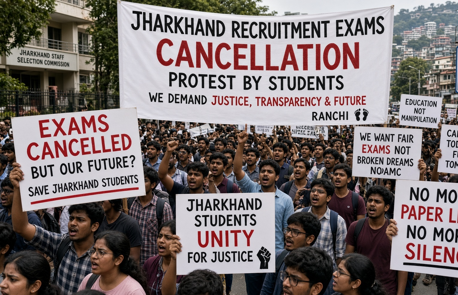 Jharkhand recruitment exams cancellation after student protest in Ranchi
