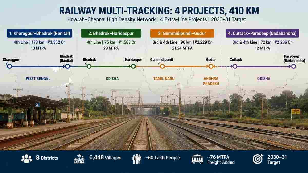 railway multi-tracking from Kharagpur to Paradeep (Badabandha)