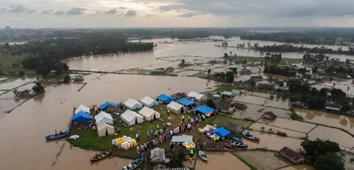 ASDMA relief camp setup with temporary shelters