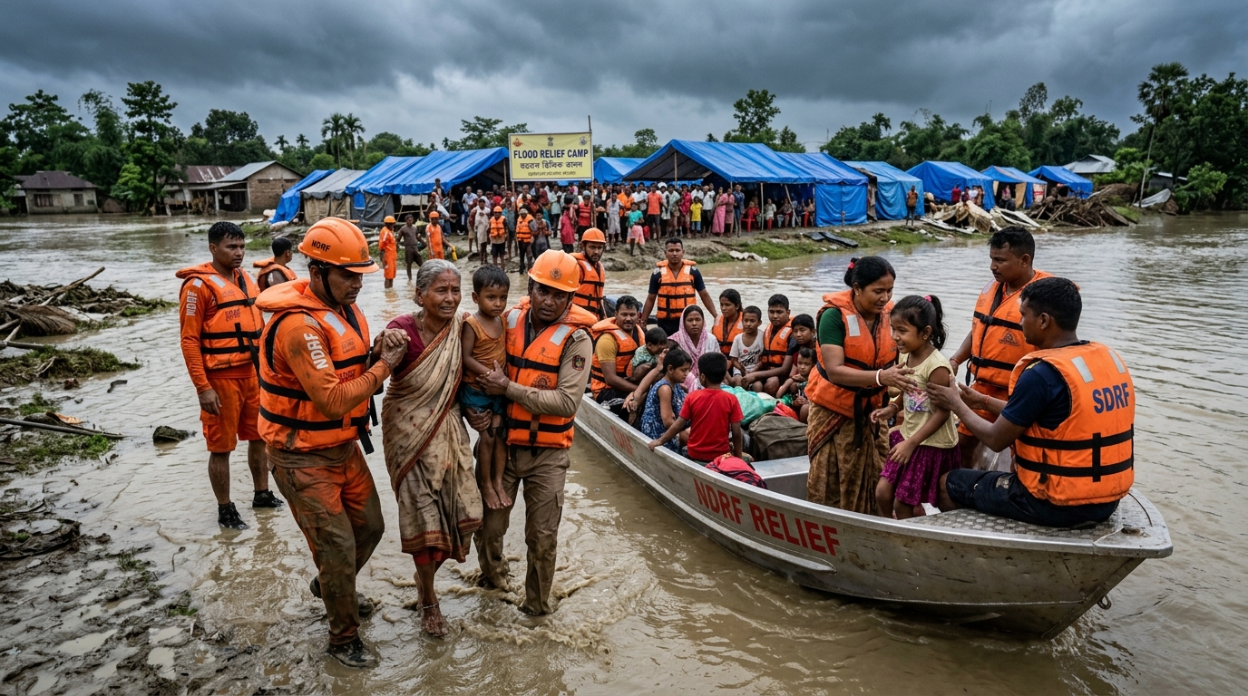 3D depiction of rescue and relief work during Assam floods