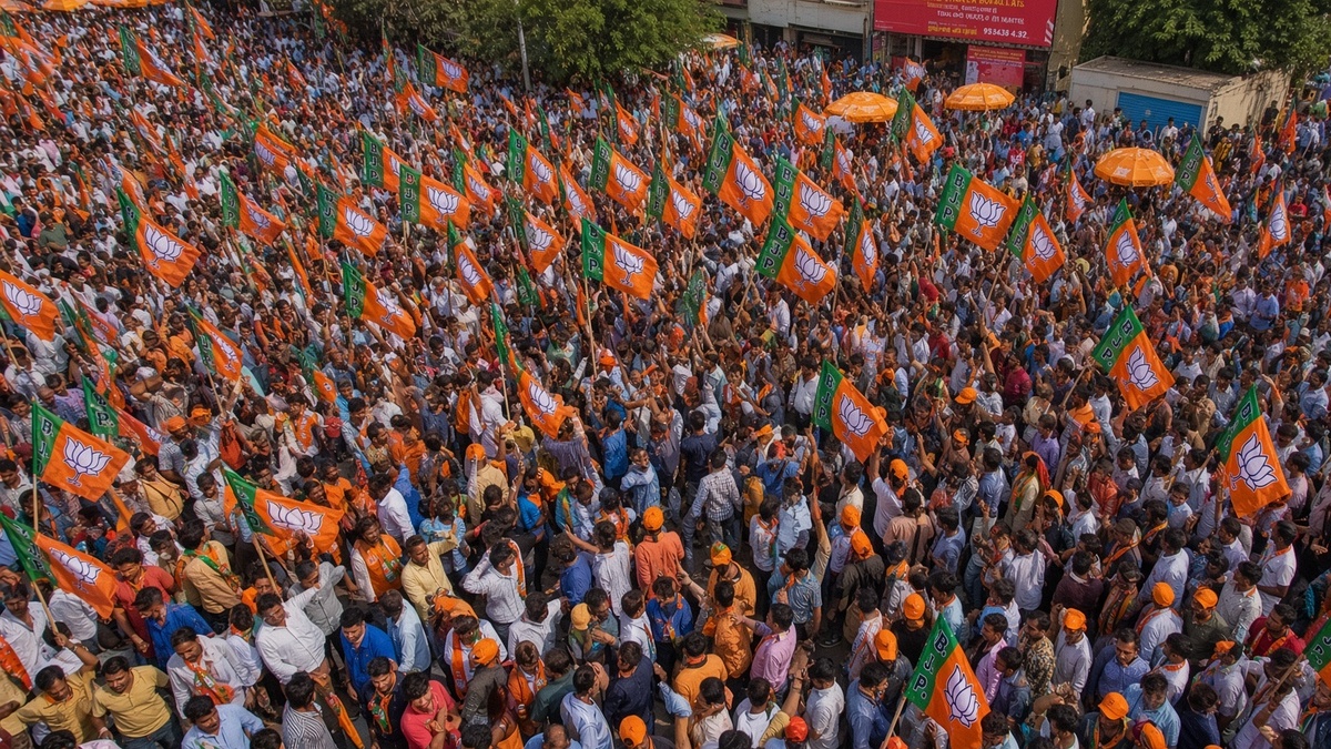 Supporters gathered at political rally in Mau district