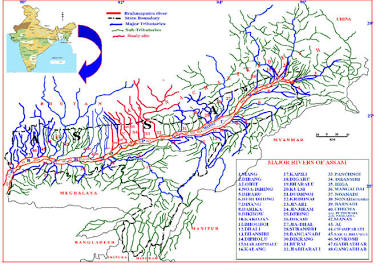 Brahmaputra River Basin and South Bank Tributaries Map