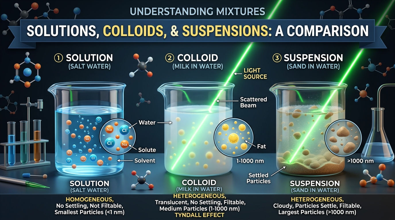 Solutions, Colligative Properties & Colloids: Master Chemistry Notes Hero Graphic