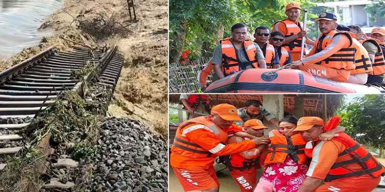 Disang River Flood Rescue and Infrastructure Damage in Assam