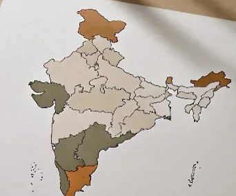 Regional map of India showing state boundaries
