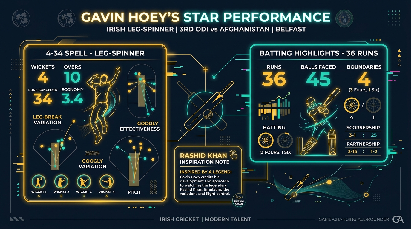 Gavin Hoey performance statistics card in 3rd ODI vs Afghanistan at Belfast