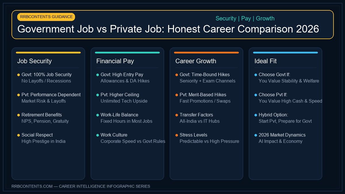 Government Job vs Private Job Comprehensive Career Comparison Infographic