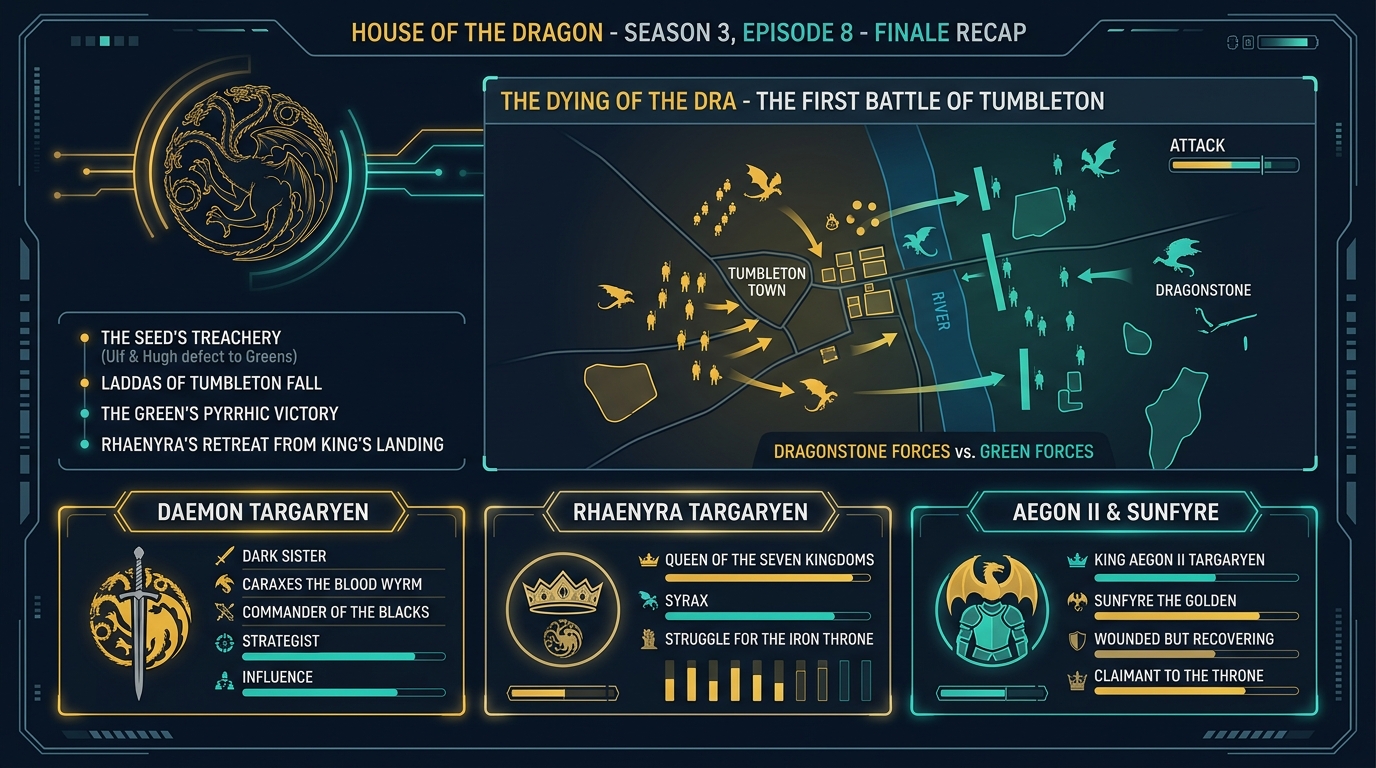 House of the Dragon Season 3 Episode 8 Battle of Tumbleton recap card
