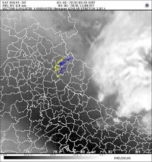 INSAT 3D Satellite imagery showing heavy cloud cover and monsoon activity over India