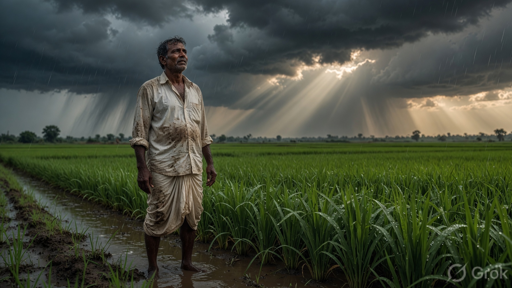 3D farmer in monsoon paddy field India weather 29 July 2026