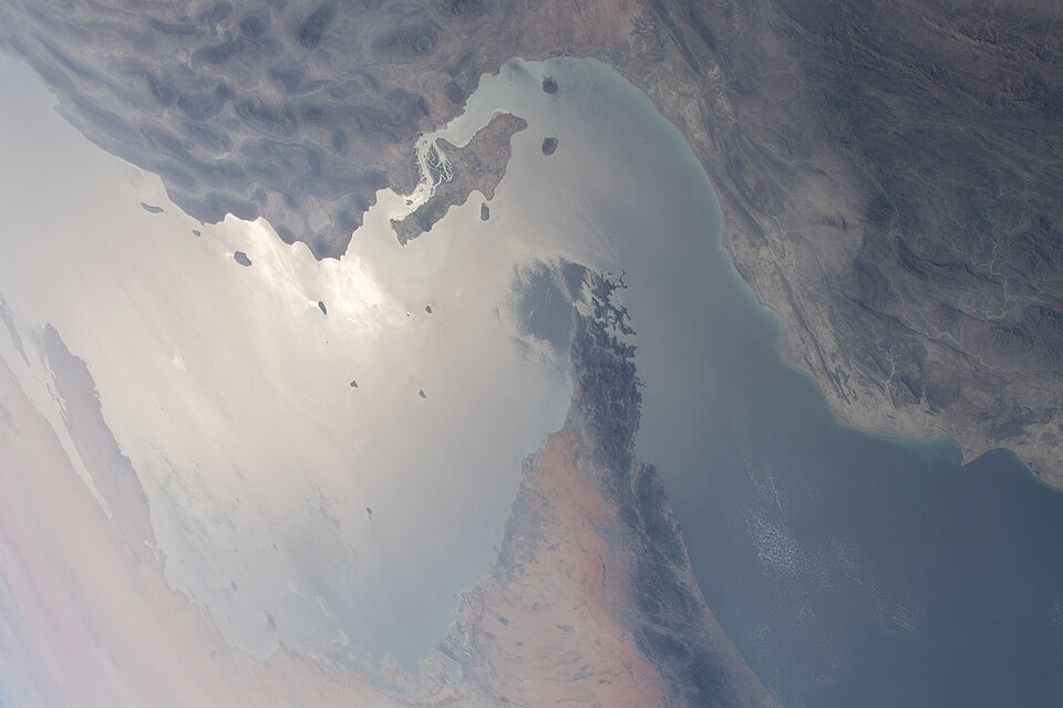 Strait of Hormuz Satellite View Iran Oman Shipping Corridor Oil Tanker Route