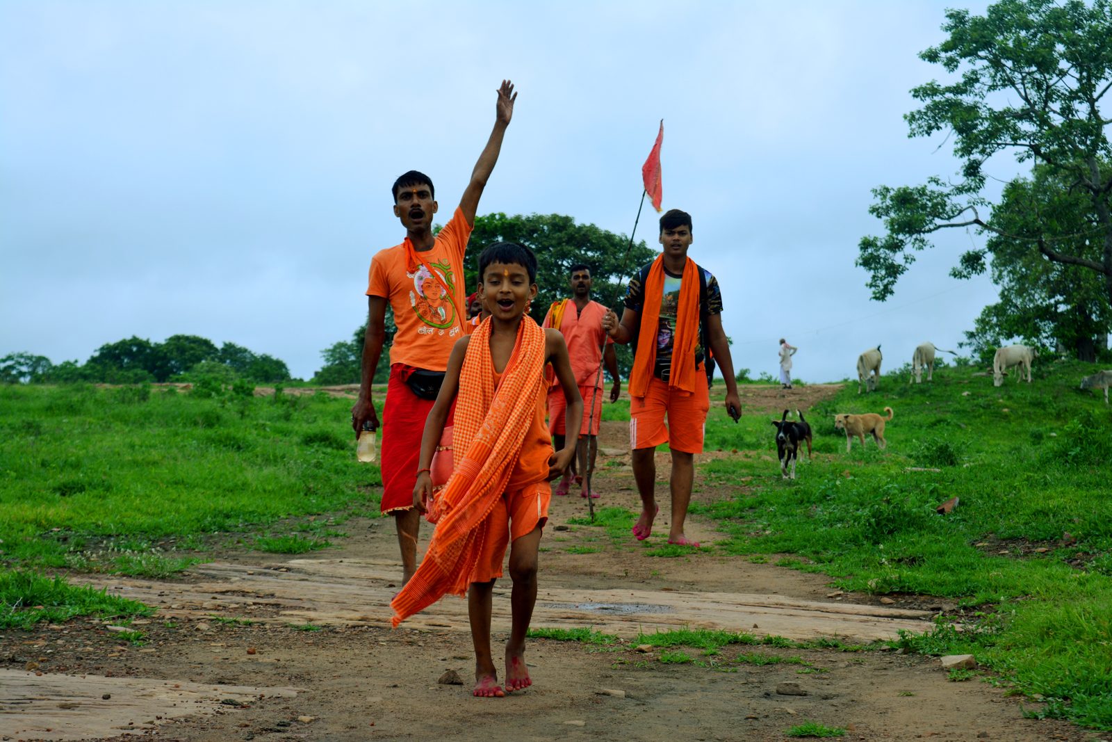 Kanwar Yatra pilgrims (Kanwariyas) on the pilgrimage route