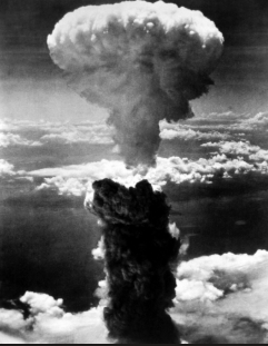 Historical archival image of 1945 Nagasaki atomic bombing mushroom cloud