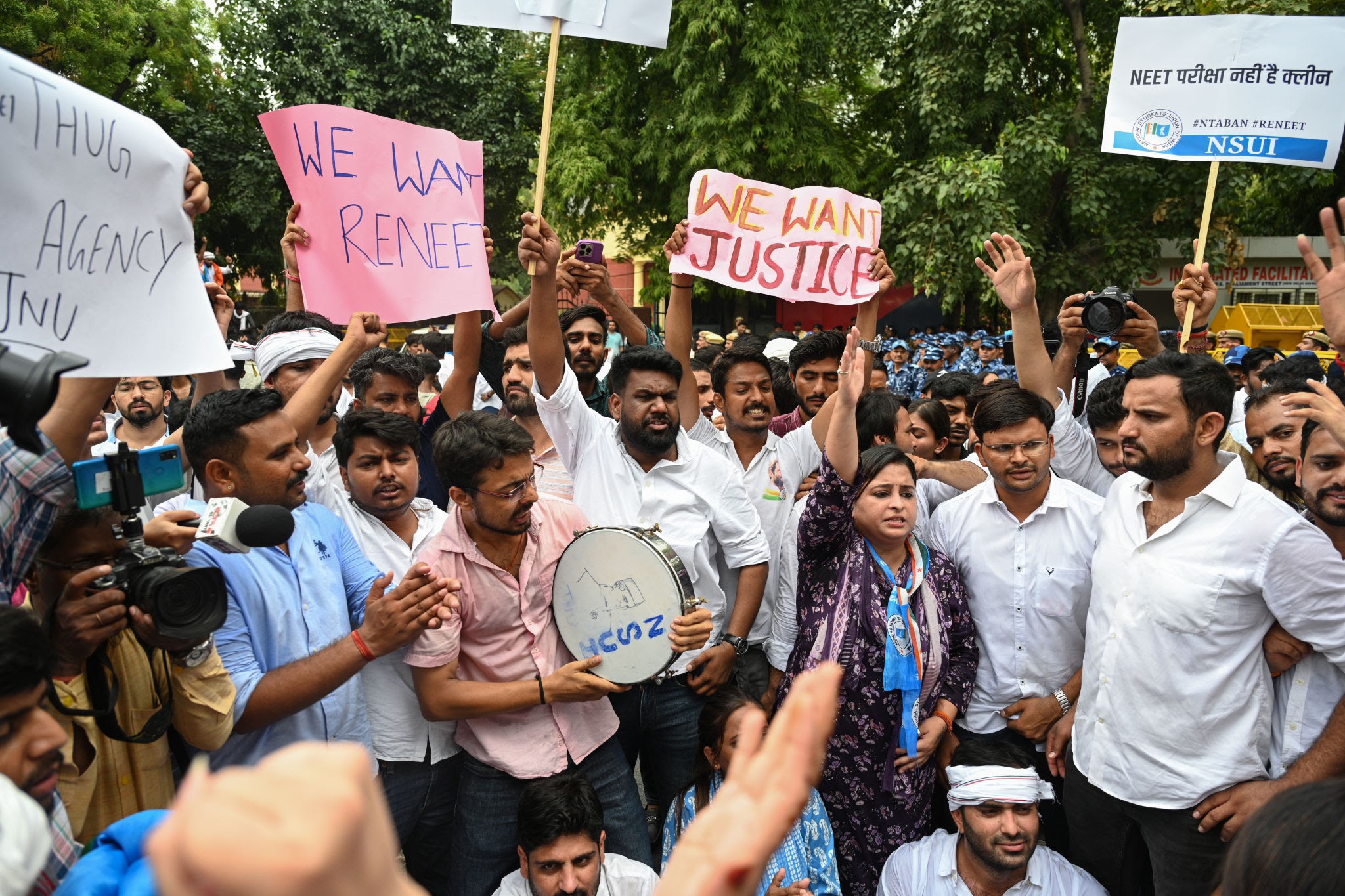 Student protests at Jantar Mantar demanding Re-NEET and justice