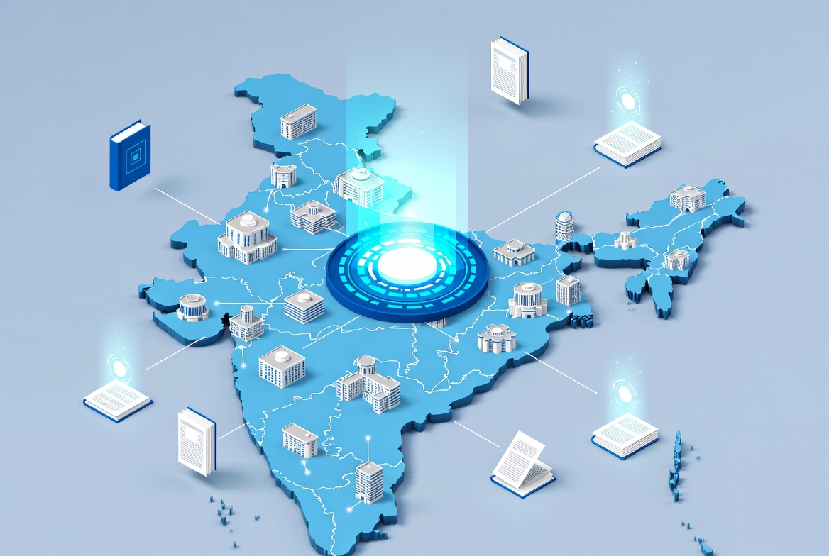 One Nation One Subscription digital portal connecting Indian universities 3D illustration