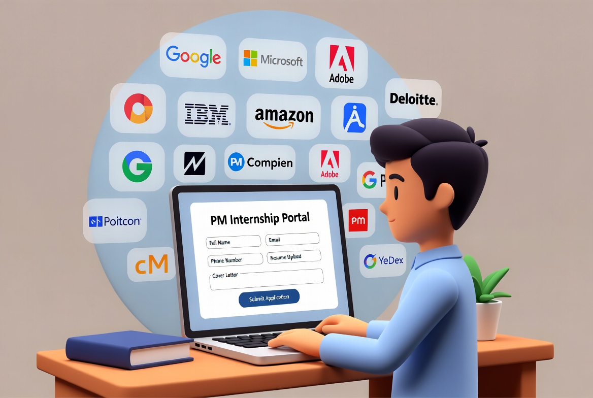 Applying for PM Internship Scheme online laptop portal 3D