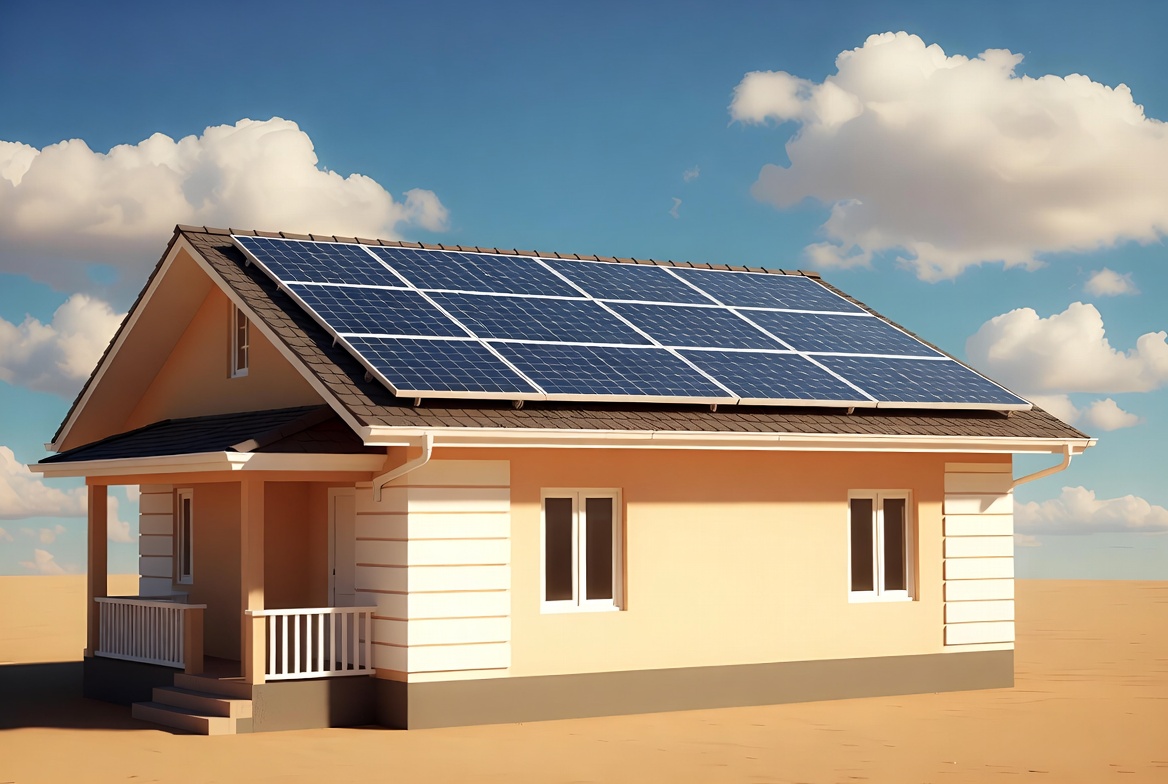 Modern Indian house with rooftop solar panels generating clean energy 3D illustration