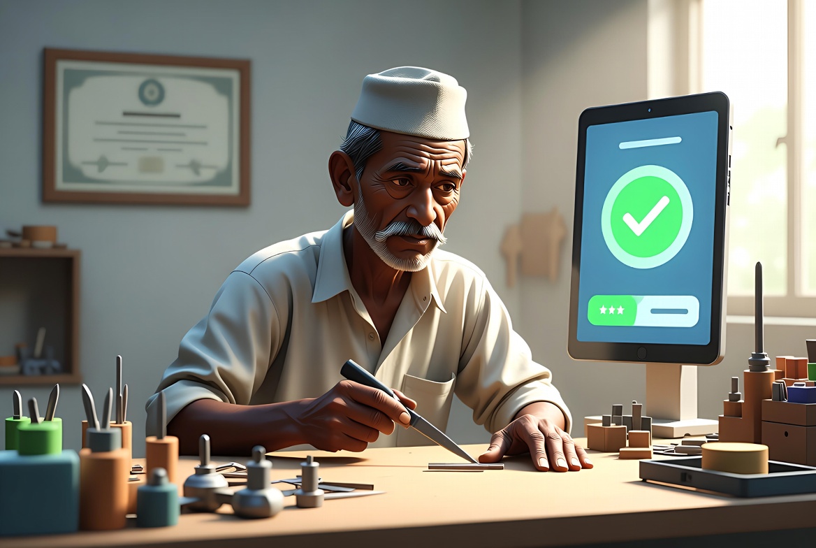 Artisan displaying traditional crafts on e-commerce portal under PM Vishwakarma 3D
