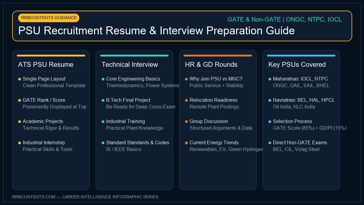 PSU Recruitment Resume Building and Interview Preparation Infographic