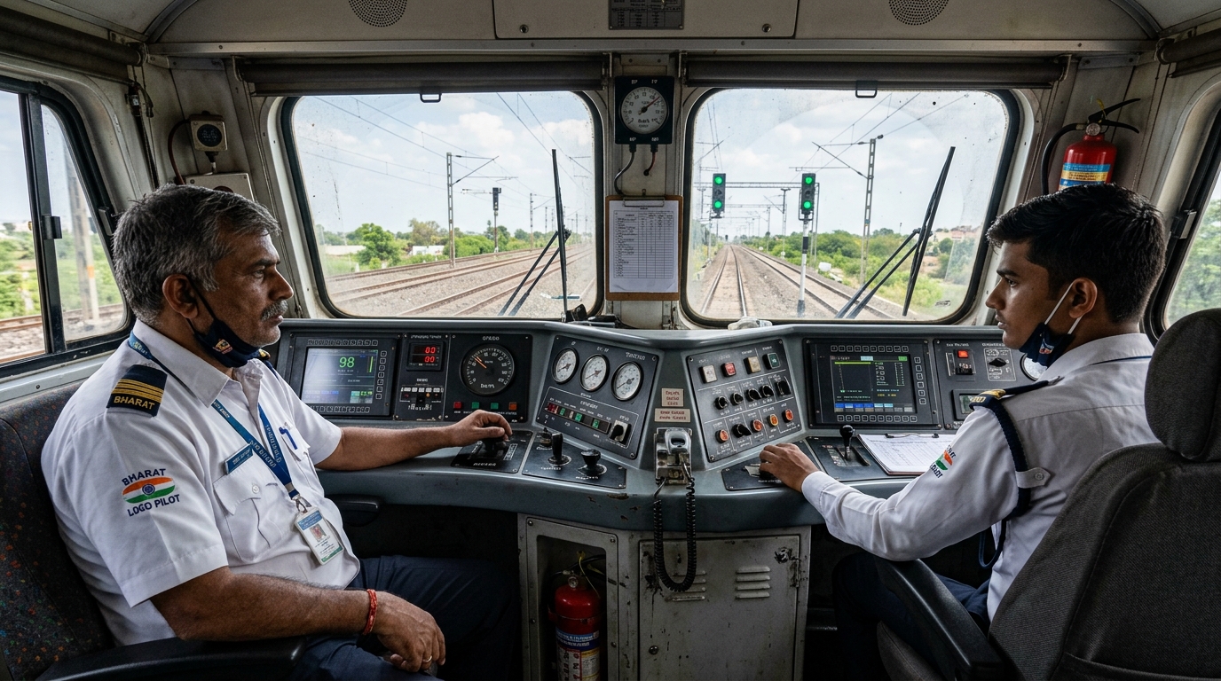 Interior View of WAP-7 Locomotive Driver Cabin