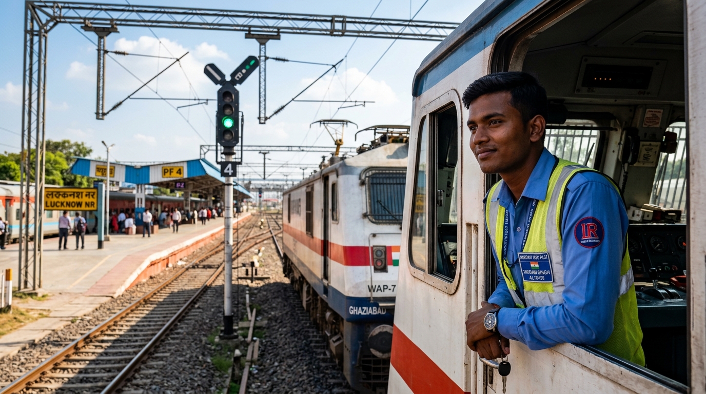 Assistant Loco Pilot Looking out of WAP-7 Locomotive Window