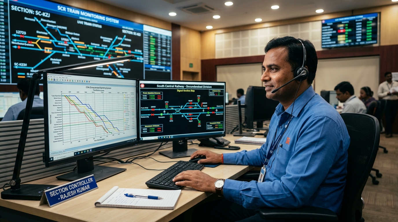 Section Controller inside Indian Railways DRM Control Room