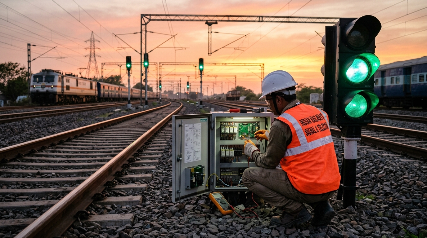 Signal Technician Working on Electronic Point Machine