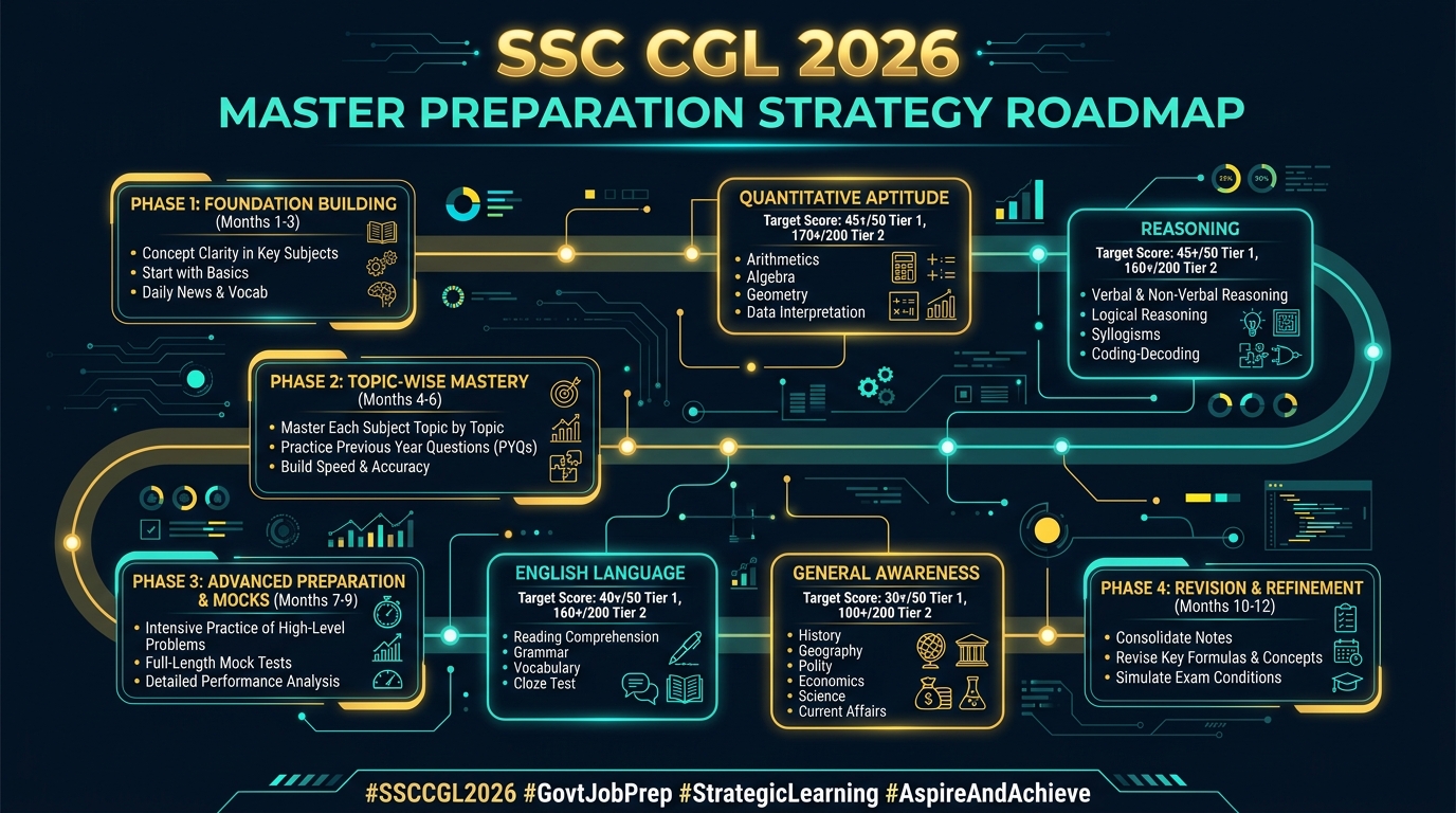 SSC CGL 2026 Complete Preparation Strategy Blueprint Infographic