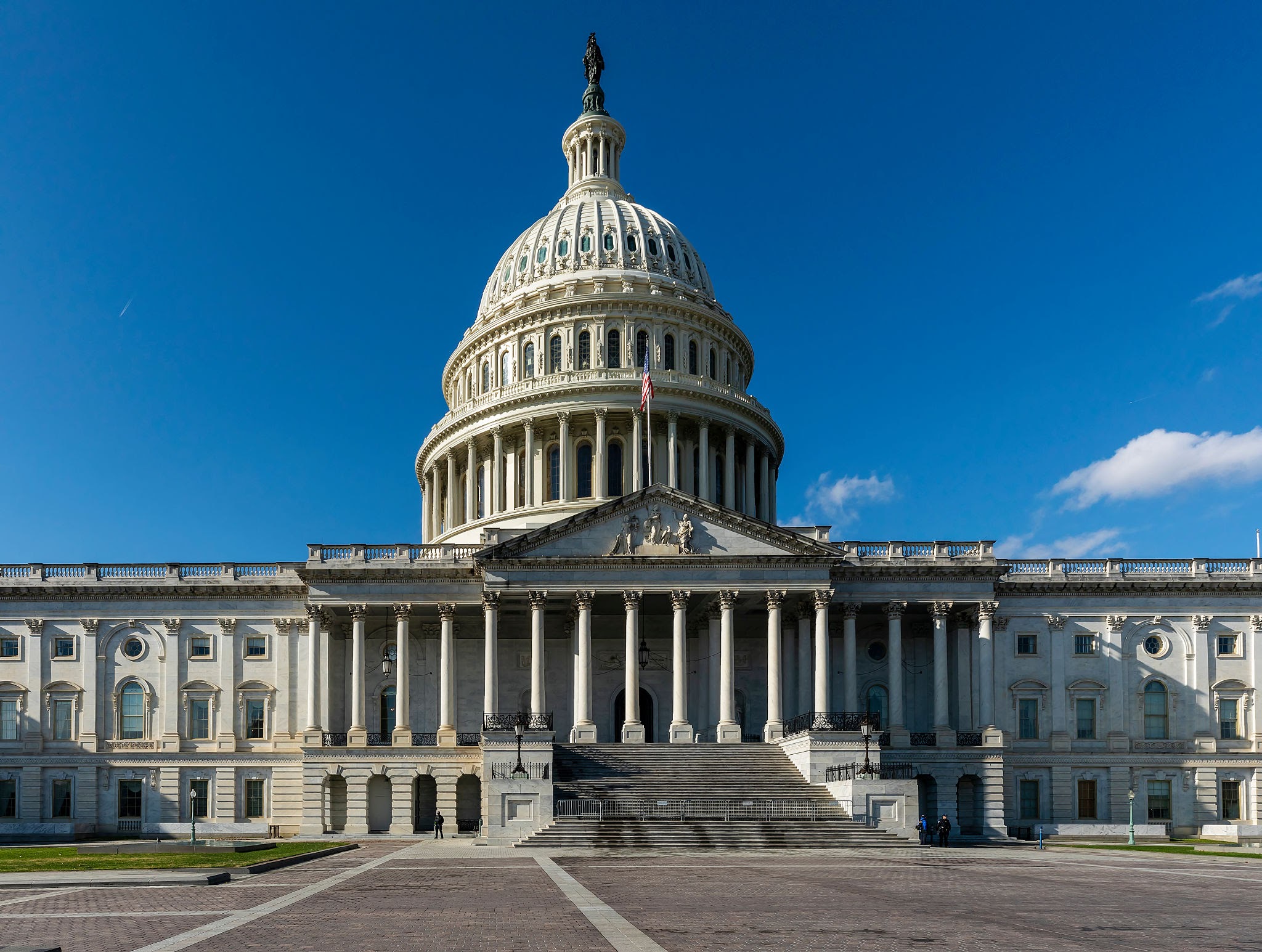 US Capitol Building in Washington DC under blue sky