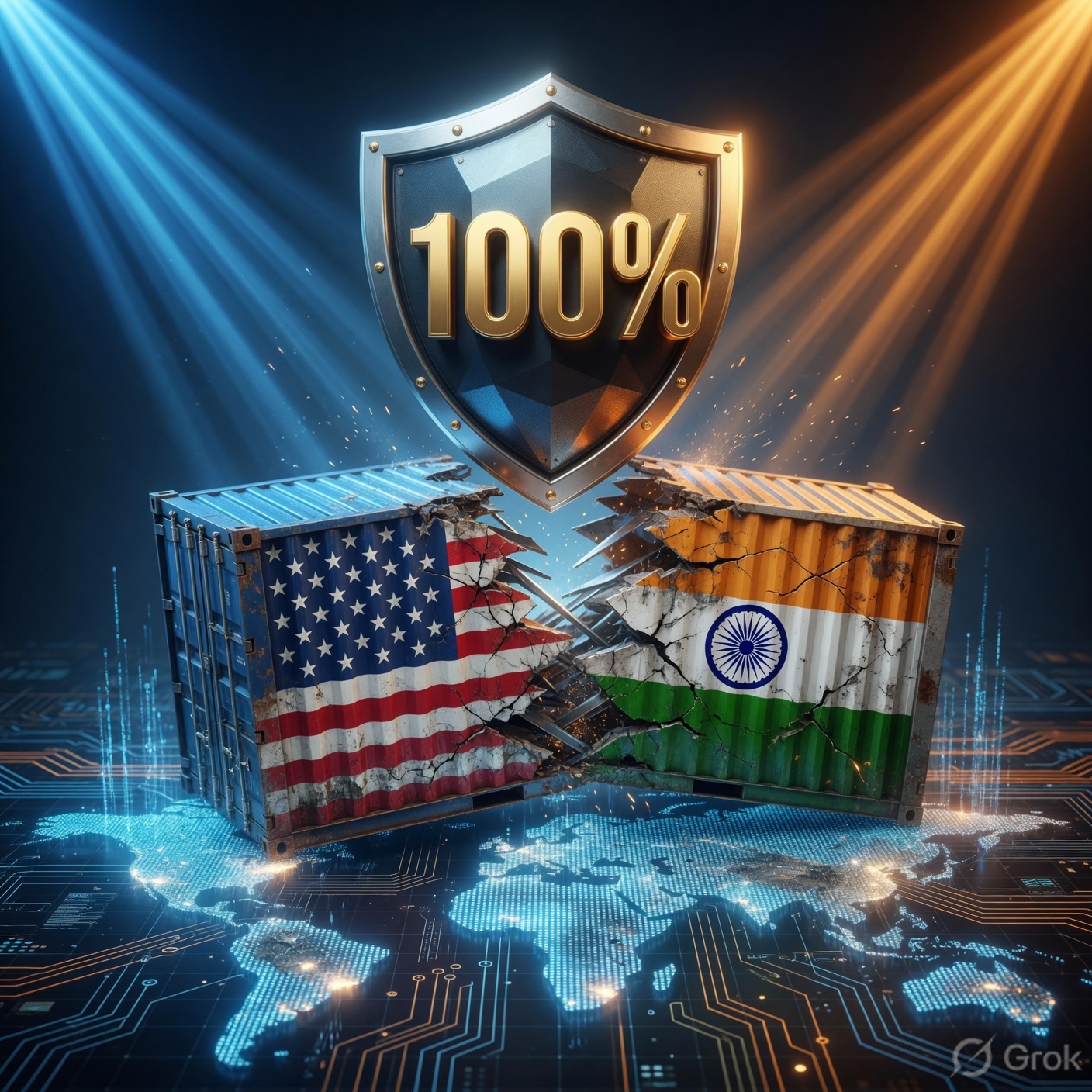 US 100% Tariff Threat on India Global Trade Concept