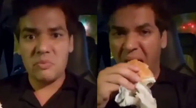 Vijeta Dahiya eating burger